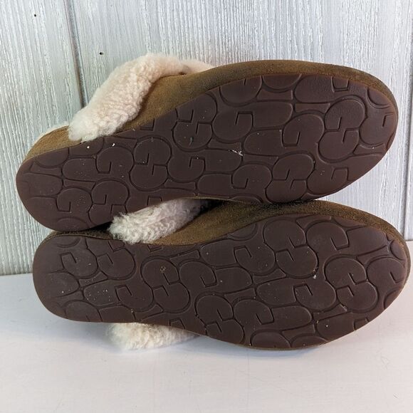 UGG Elanor Suede Mules Slip On Sheepskin Lining EUC SZ 6 - Picture 6 of 8